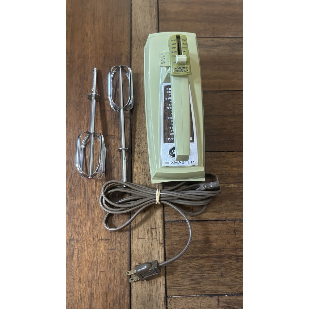 VTG Sunbeam Mixmaster Hand Mixer Avocado Green 5 Speed Burst Of Power Working